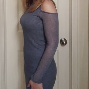 Blue cold shoulder dress